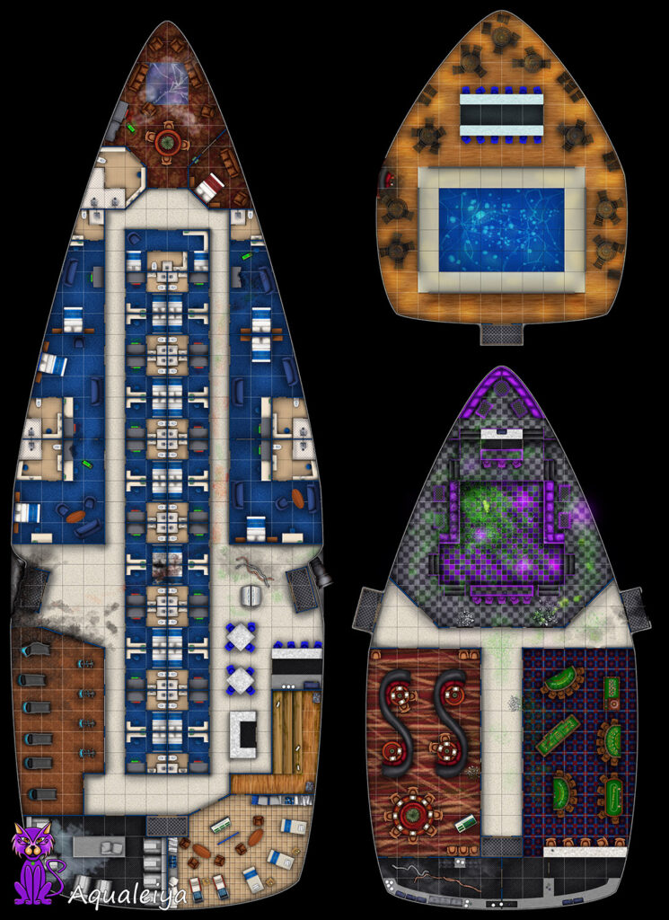 Space Cruise-liner battlemap with a derelict spaceship