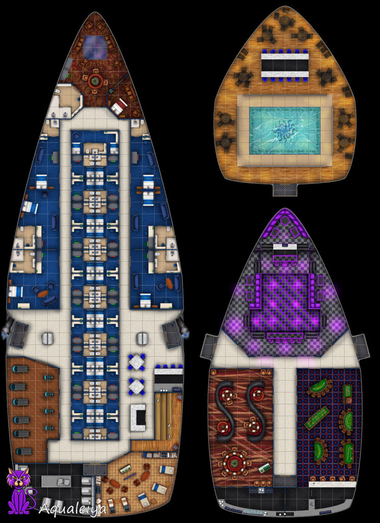 Space Cruise-liner battlemap with a fully operational spaceship