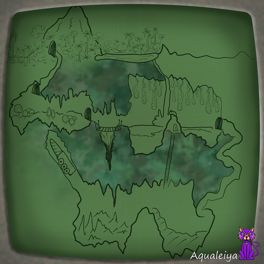 Jungle Mine Sci-Fi adventure map with monitor overlay and no labels
