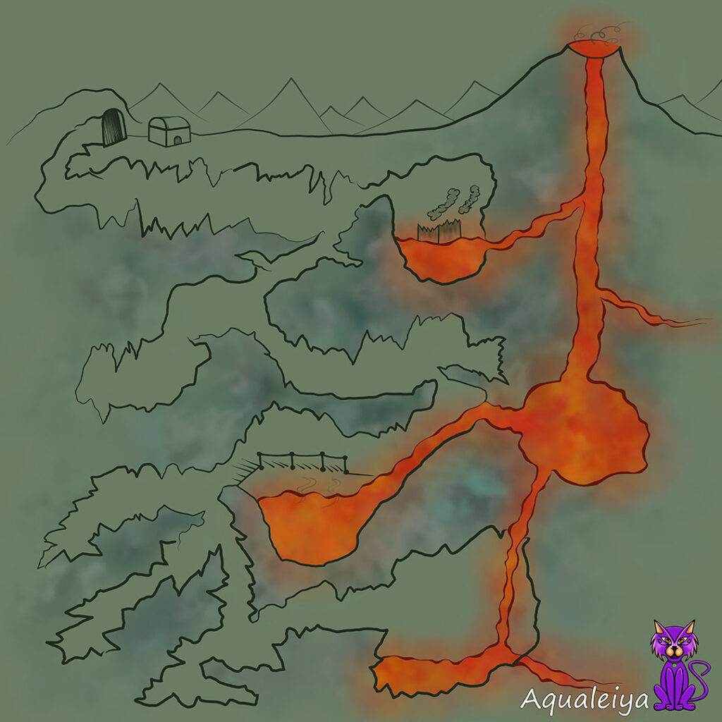 Lave Tube Cave Mine Sci-Fi adventure map without labels