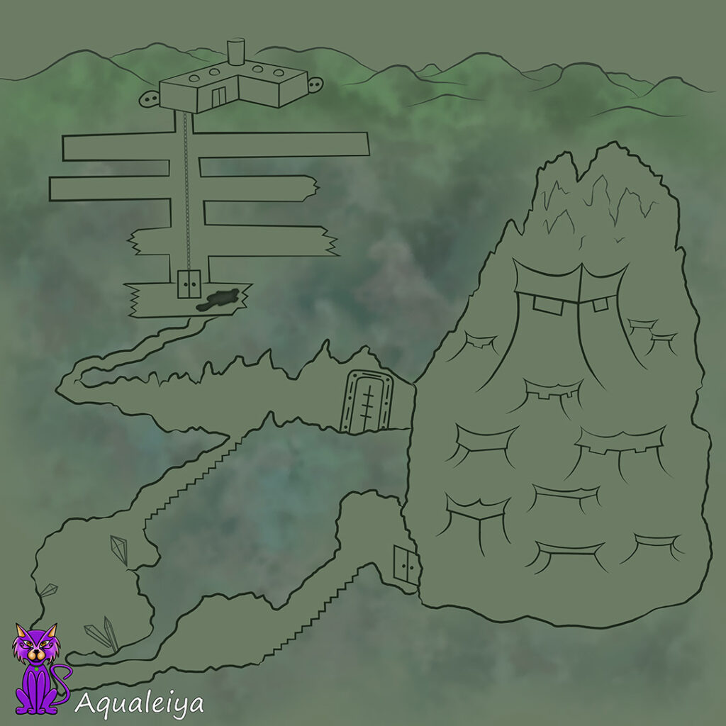 Mine with Alien Ruins Sci-Fi adventure map without labels